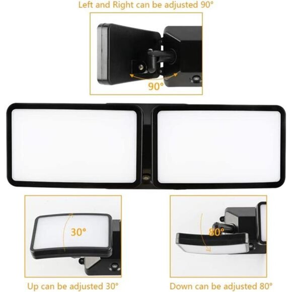 LED Security Light,18W Plug in Flood Light Outdoor, 2 Heads Wall Light - Picture 3 of 6